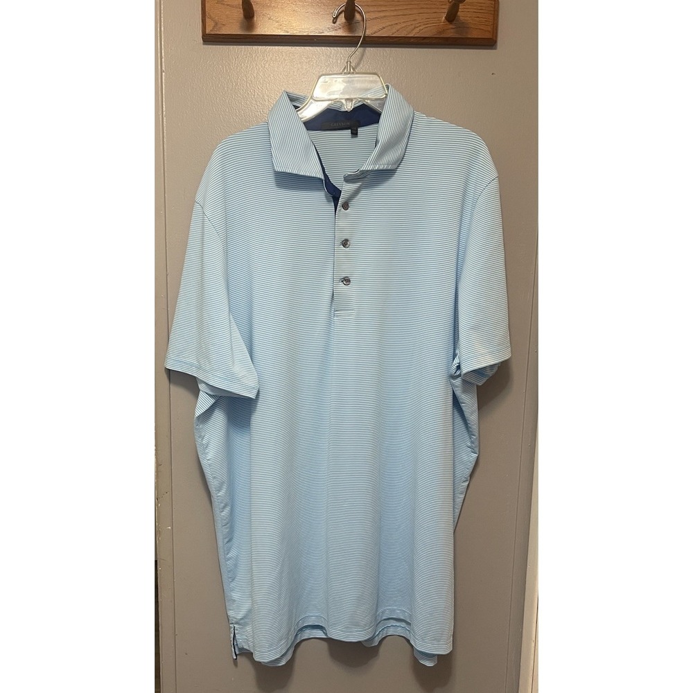 Grayson Performance Golf Polo Blue Stripe Men's 2XLT. NWOT lightweight.